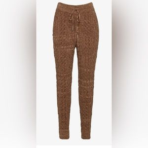 SER.O.YA Lynx Soft Chenille Cabled Knit Jogger With Pockets In Heather Brown
